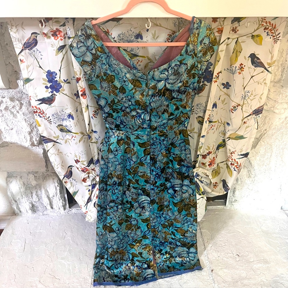 Vintage Jay Herbert Cocktail Brocade Wiggle Dress XS/S - Picture 3 of 5